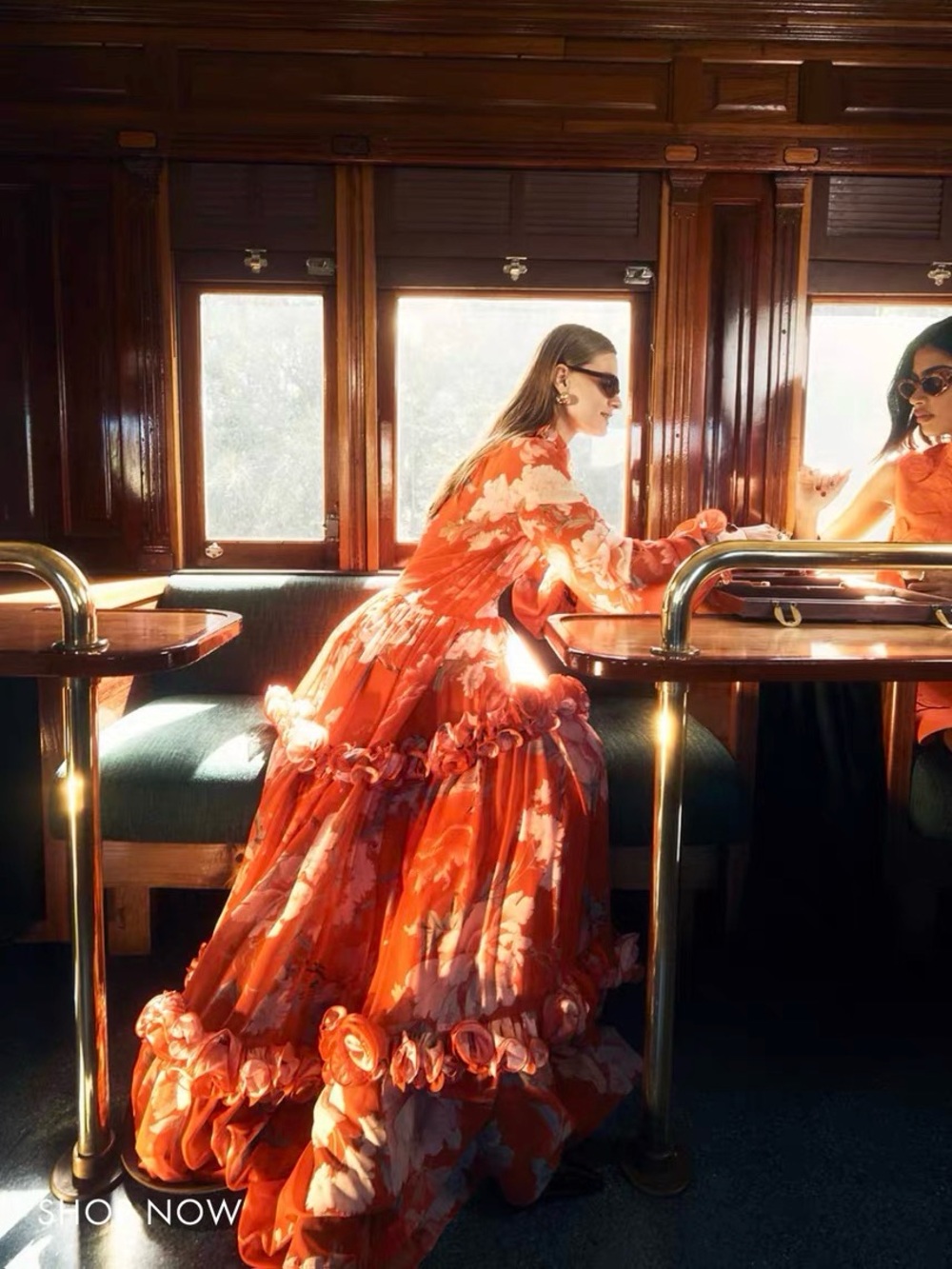 Leo Lin Angela Orange Saffron Print Ruffled Tiered Maxi Dress AU8/US4 NWT